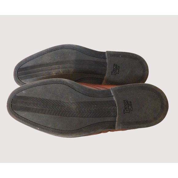 Bass Derby Style Round Full Wing Tip Toe Mens Size 10M Brown Leather Dress Shoes - Picture 9 of 13